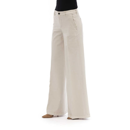 Beige Cotton Women Pant