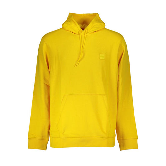 Yellow Cotton Men's Hooded Sweater