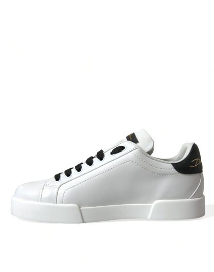 Black & White Leather Low Top Sneakers