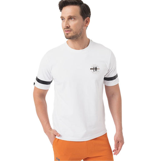 Sleek White Jersey Tee with Distinctive Sleeve Detail