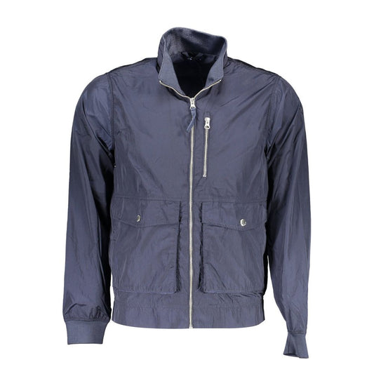 Blue Polyester Men Jacket