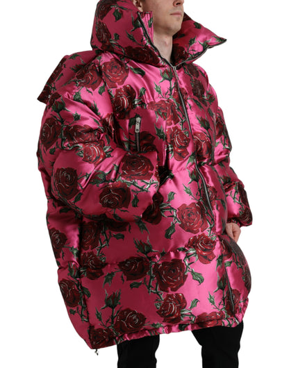 Elegant Rose Print Quilted Jacket