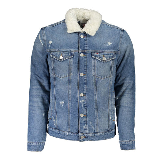 Blue Cotton Men Jacket