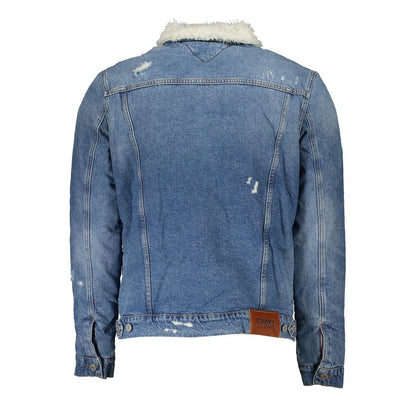 Blue Cotton Men Jacket