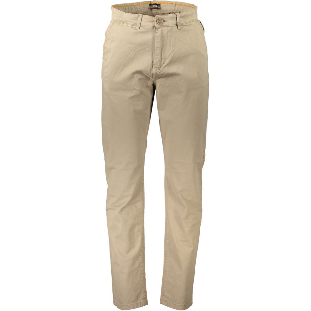 Beige Cotton Men Jean