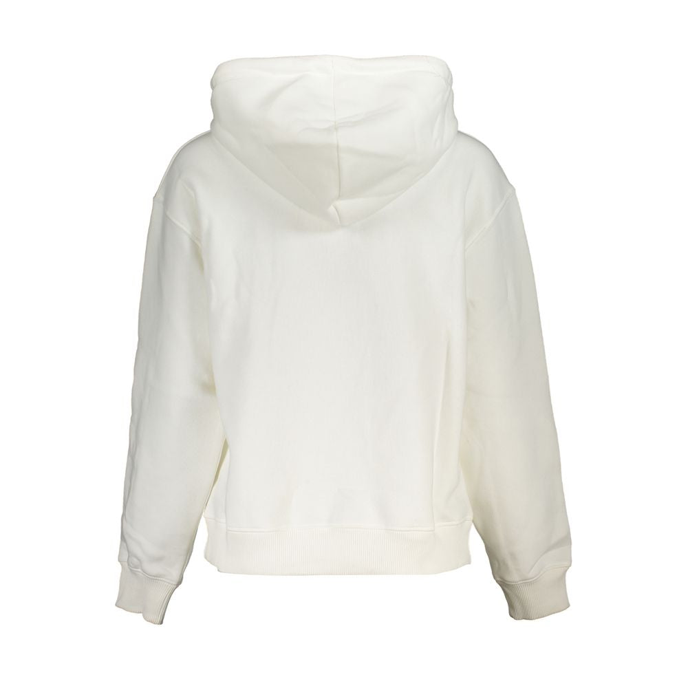 "White Cotton Women Sweater with Hood"