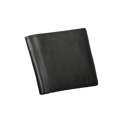 Sleek Black Leather Dual Compartment Wallet