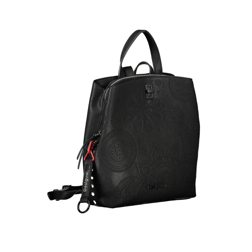 Chic Black Backpack with Contrasting Details