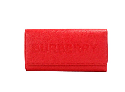 Porter Red Grained Leather Embossed Continental Clutch Flap Wallet