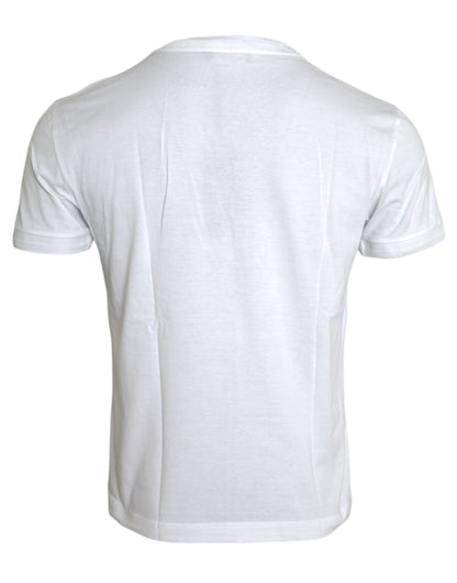 White Logo Patch Cotton Crew Neck T-shirt