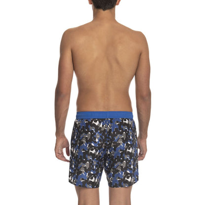 Blue Polyester Men Swim Short