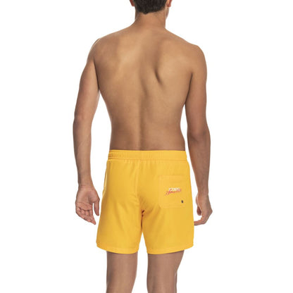 Yellow Polyester Men Swim Short