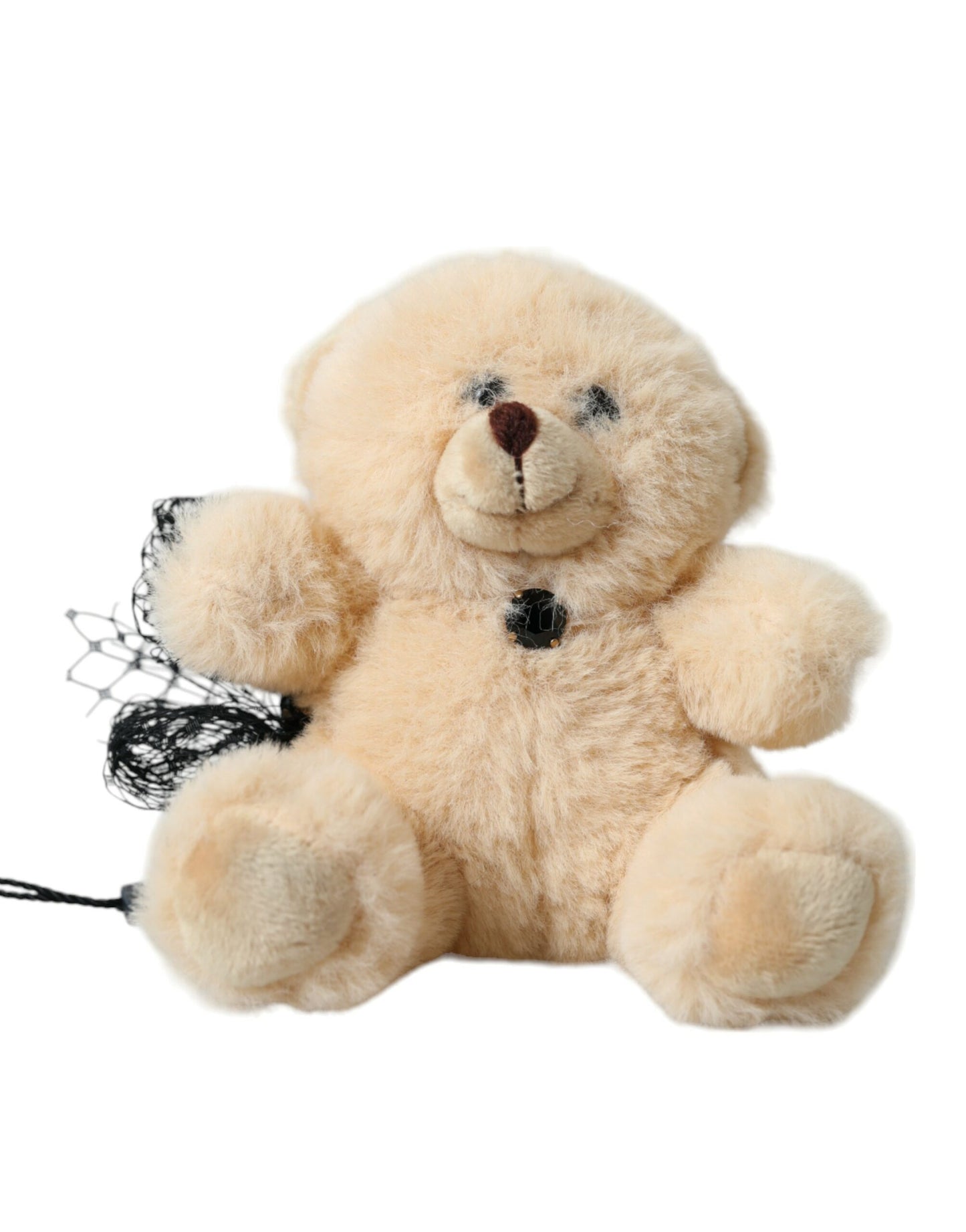 Beige Teddy Bear Mesh Net Band Hair Clip