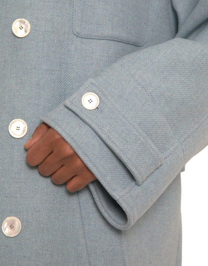 Blue Double Breasted Trench Coat Jacket