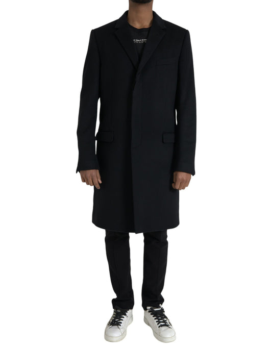 Black Wool Cashmere Trench Coat Jacket