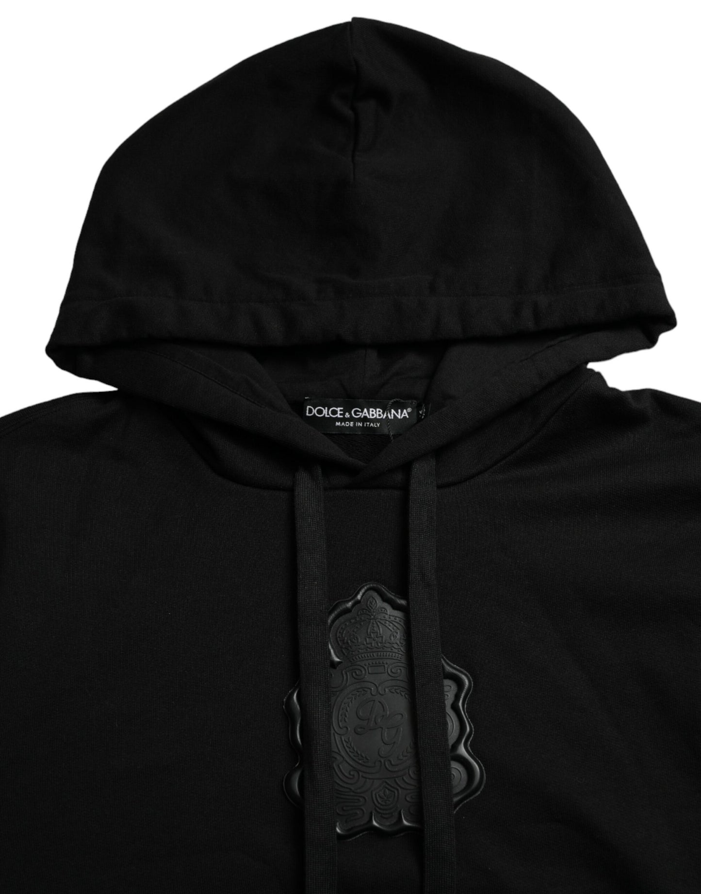 Black Cotton Hooded Pullover Sweater