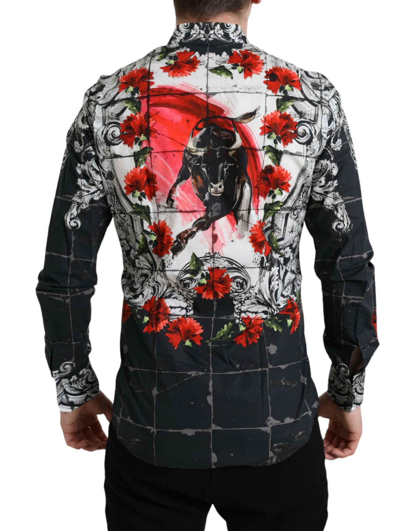 Slim Fit Floral Bull Cotton Dress Shirt