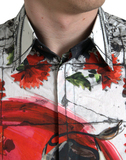 Slim Fit Floral Bull Cotton Dress Shirt