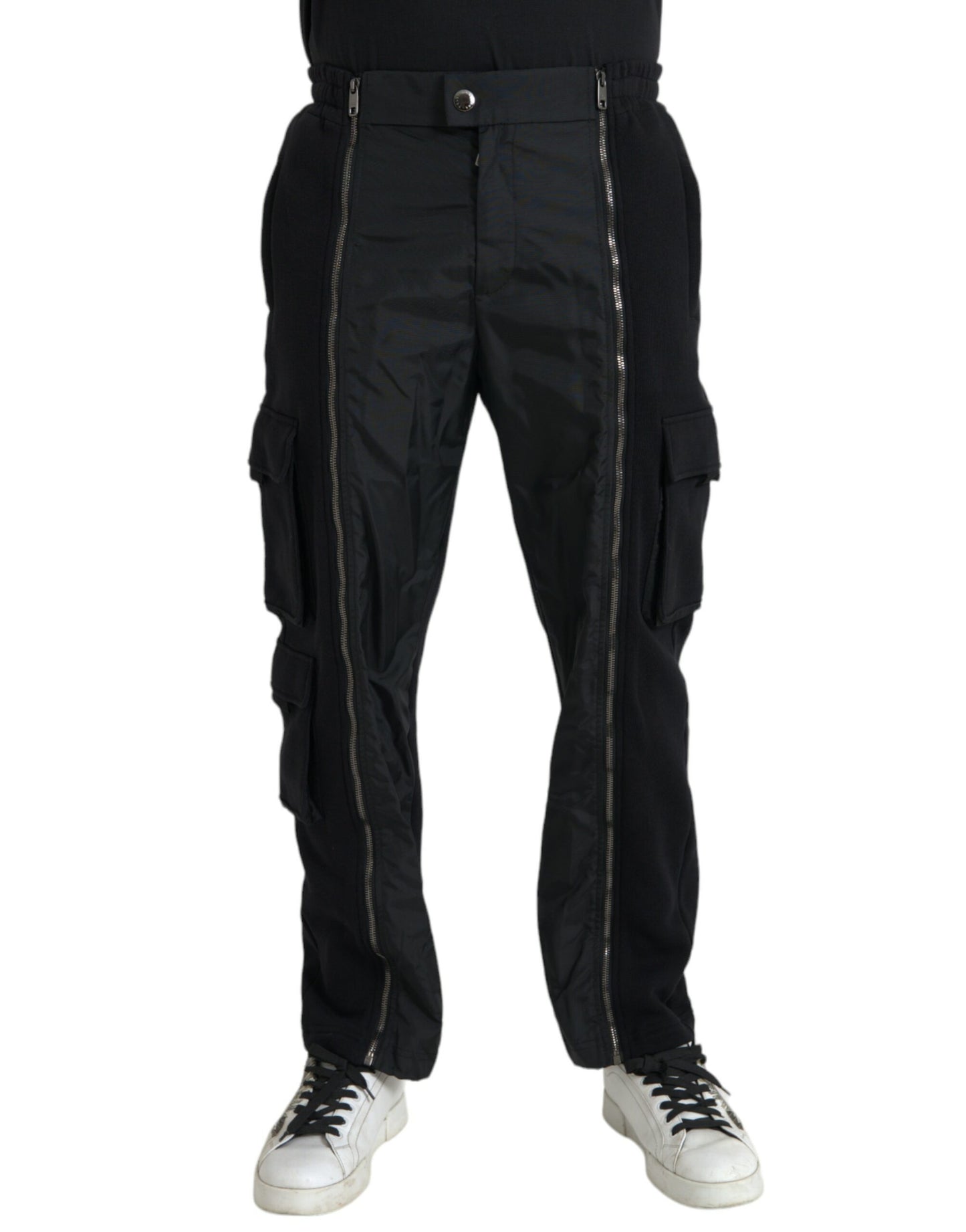 Black Cotton Blend Skinny Pants