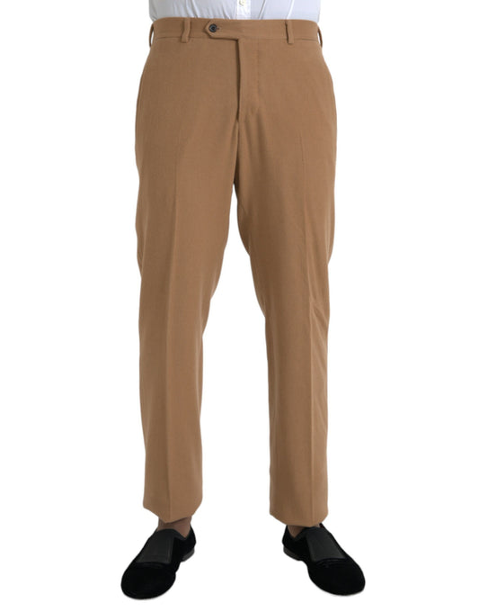 Beige Cashmere Men Straight Fit Dress Pants