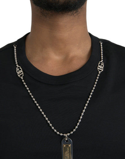 Black Cotton Silver Chain Short Sleeve T-shirt