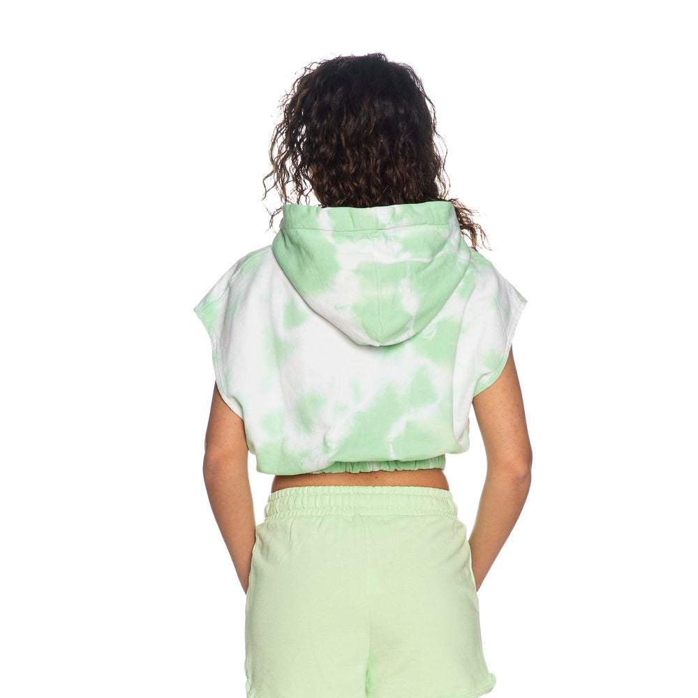 Apple Green Brushed Tie-Dye Sleeveless Hoodie