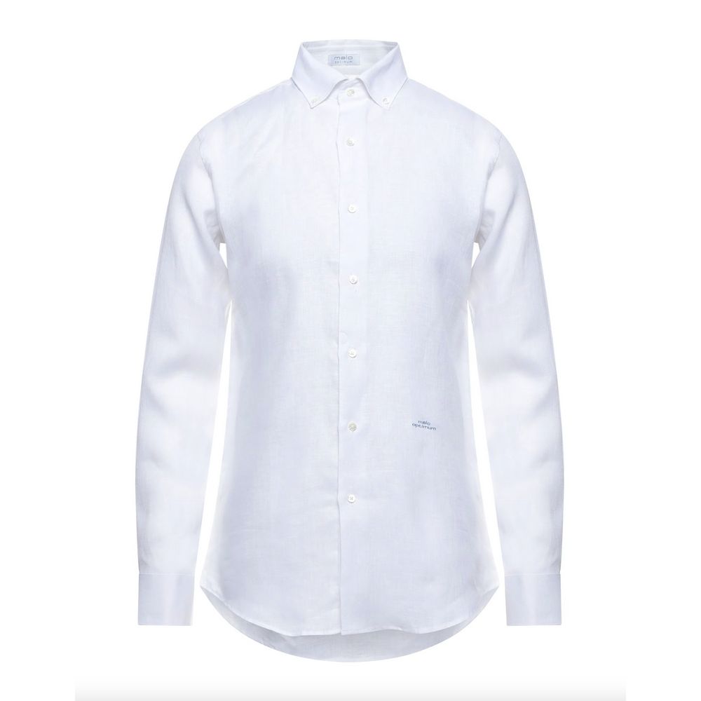 Elegant White Linen Long Sleeve Shirt