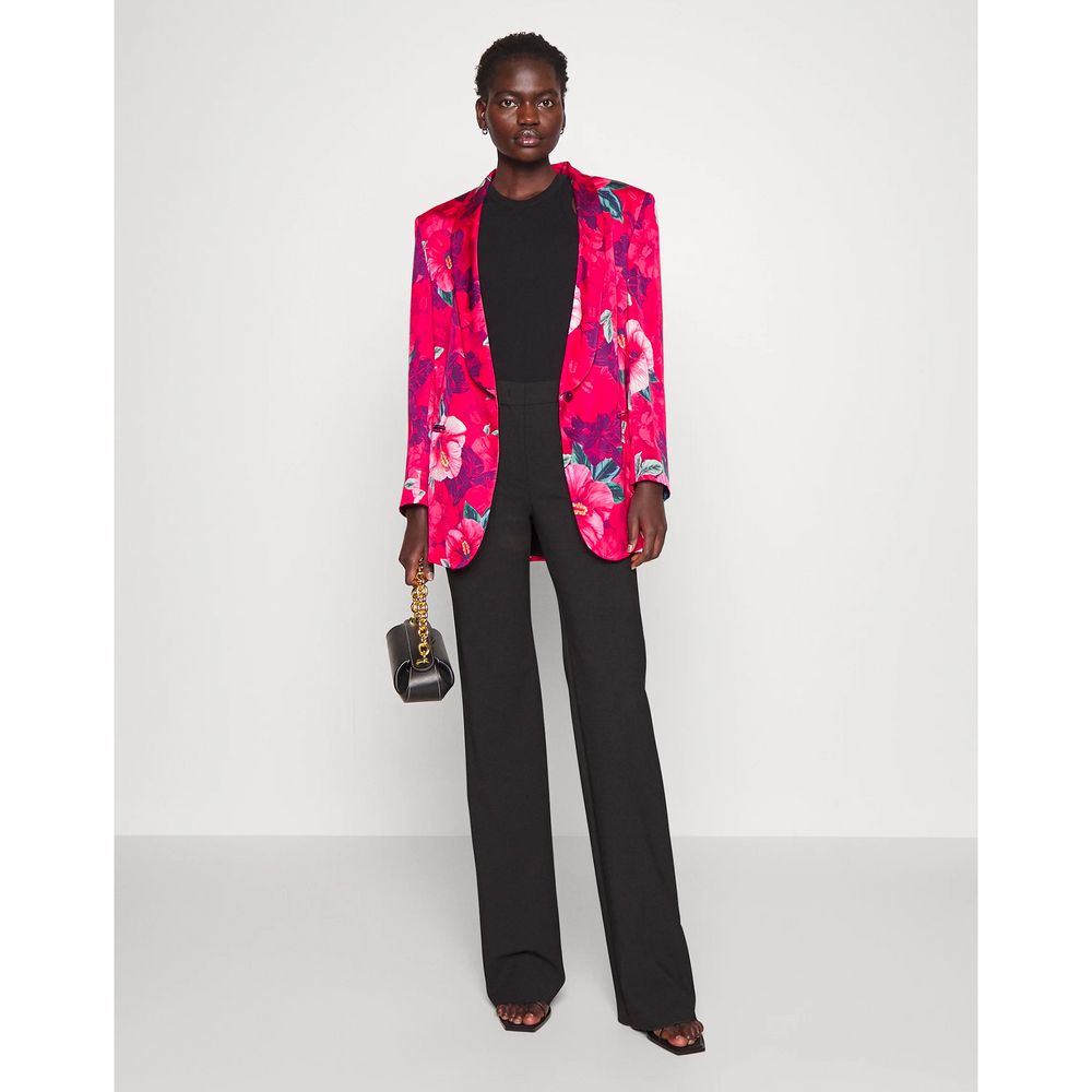 Elegant Fuchsia Floral One-Button Jacket