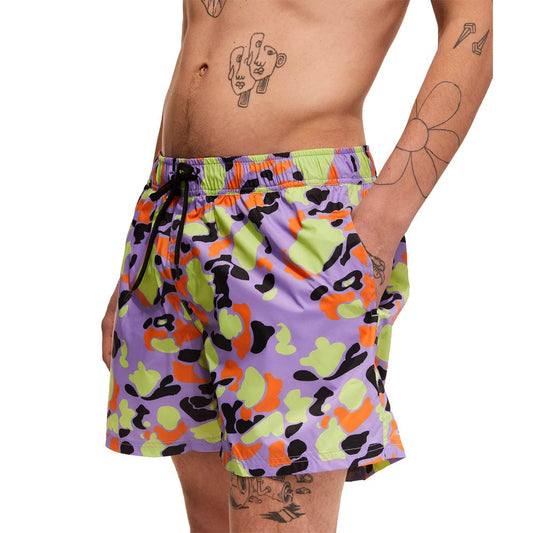 Multicolor Nylon Men Swim Trunk