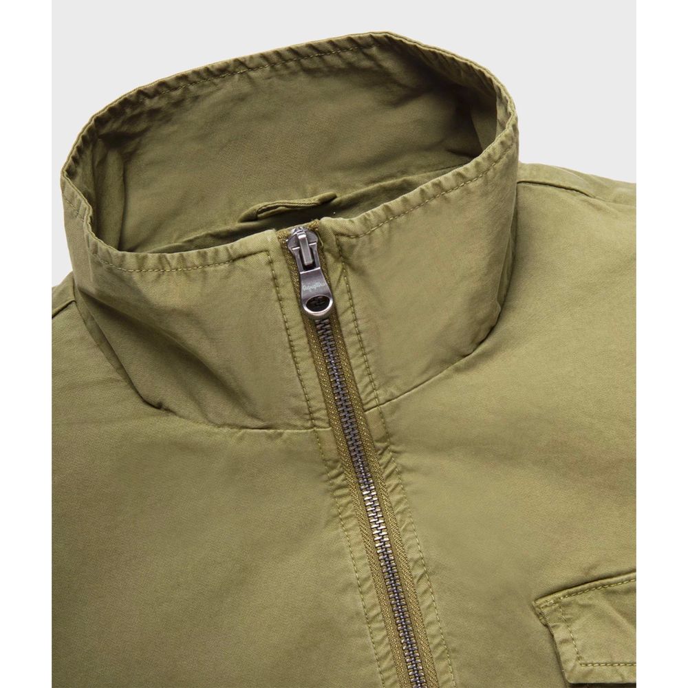 Elegant Green Cotton Bomber Jacket for Men