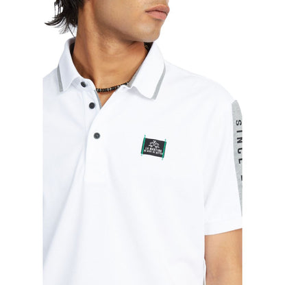 Sleek White Logo Cotton Polo Shirt for Men