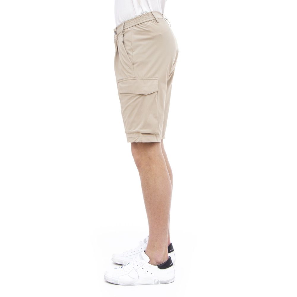 Beige Stretch Bermuda Cargo Shorts