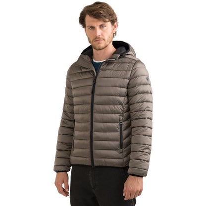 Sleek Gray Padded Jacket with Hood