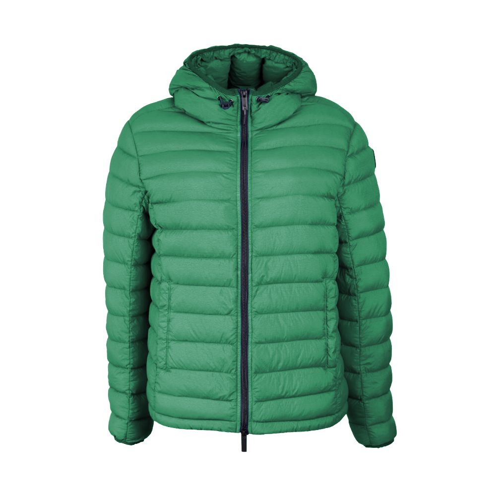 Chic Hooded Down Nylon Jacket in Lush Green