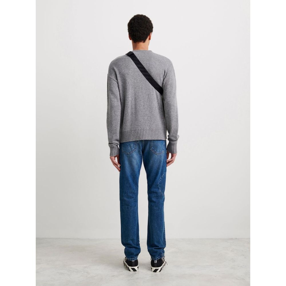 Elegant Gray Wool Sweater for Men