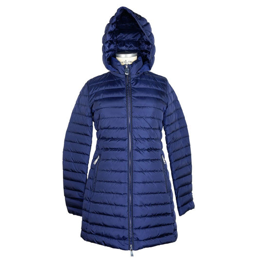 Elegant Blue Down Puffer Jacket with Hood