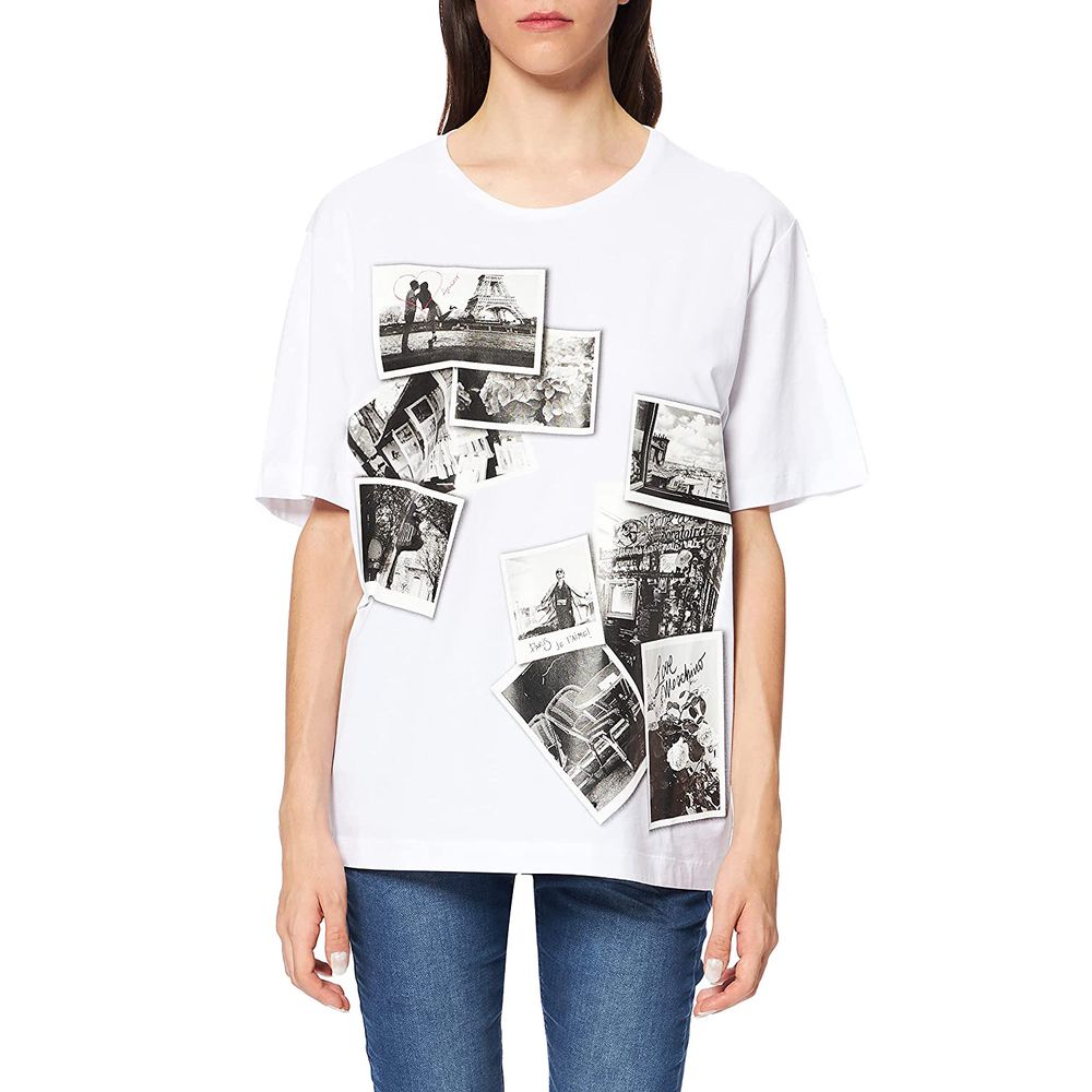 White Cotton Women T-Shirt