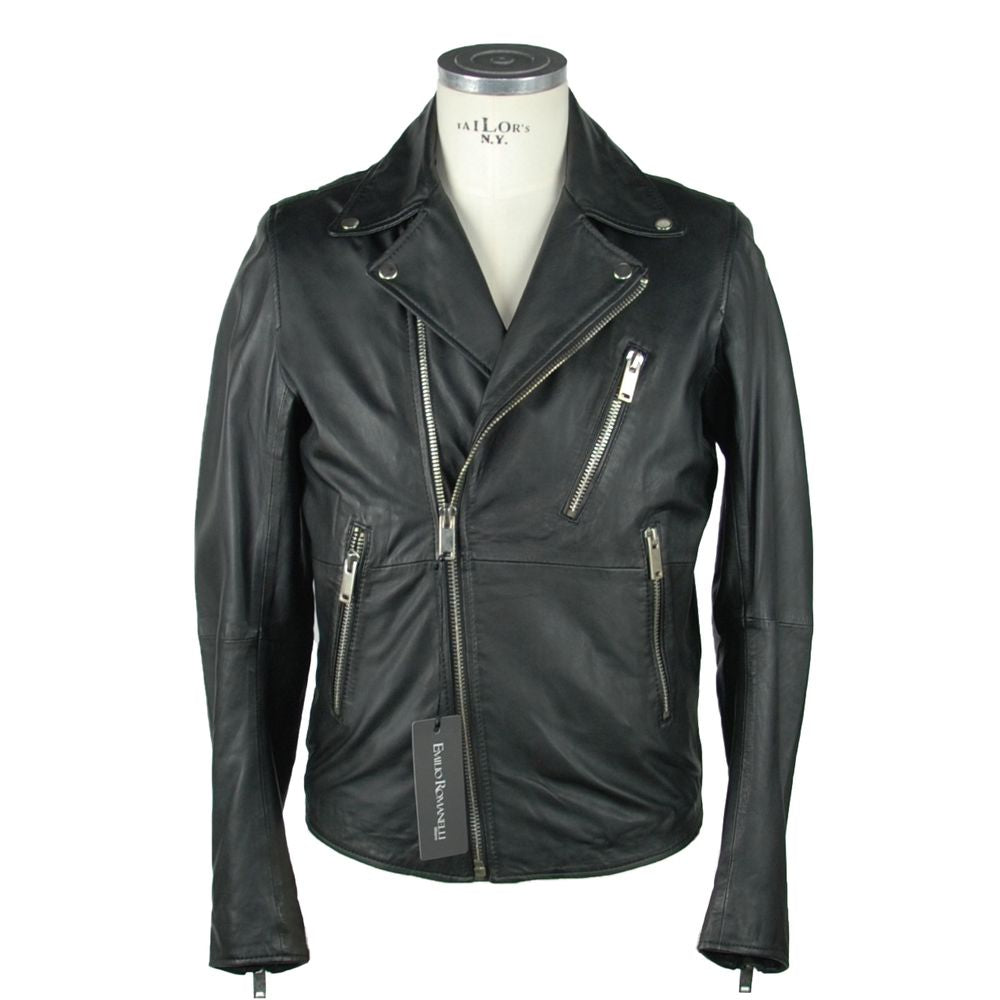 Sleek Black Leather Jacket for Men