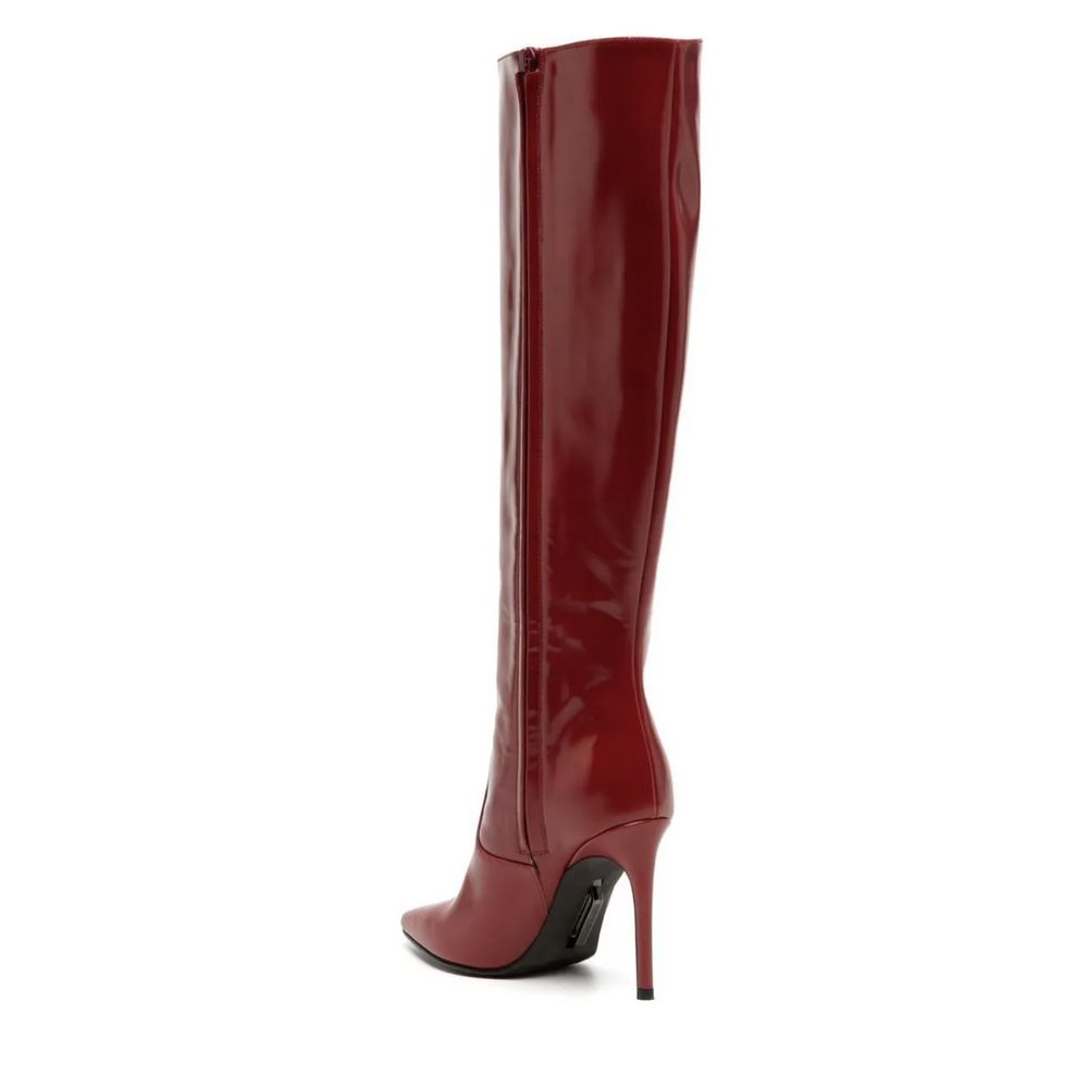 Chic Scarlet Patent Leather Stiletto Boots