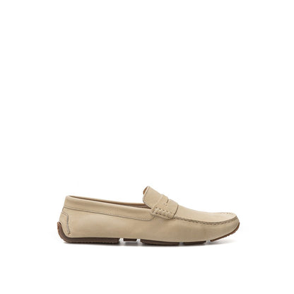 Elegant Beige Leather Loafers for Men