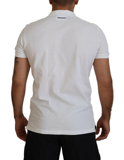 White Cotton Short Sleeves Collared T-shirt