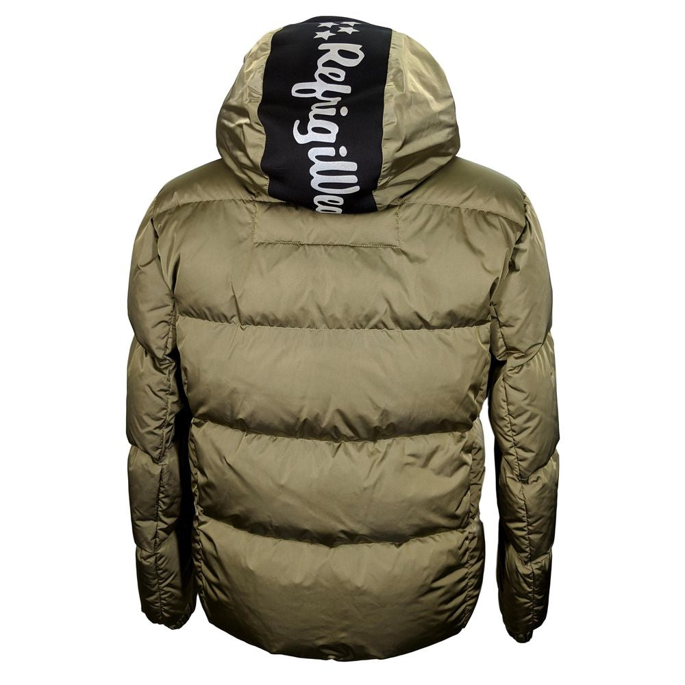 Iridescent Green Quilted Down Jacket