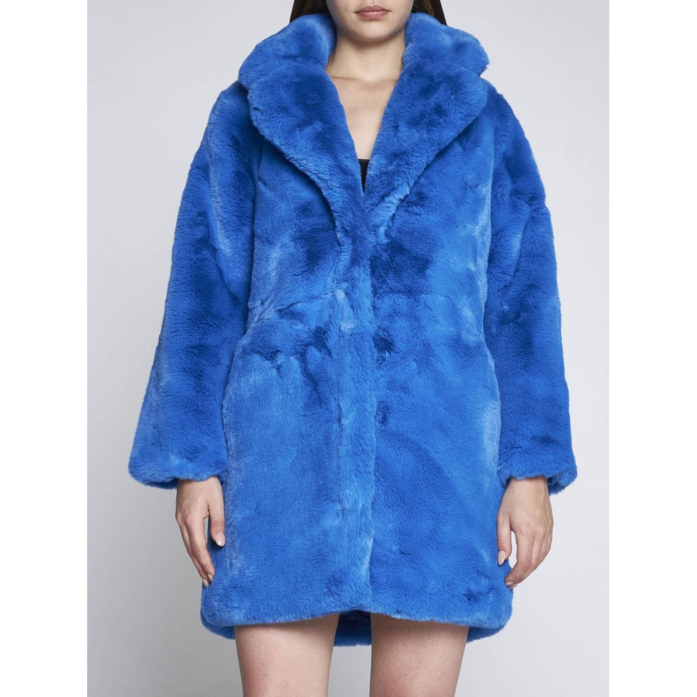 Chic Sapphire Eco-Fur Jacket – Unparalleled Warmth