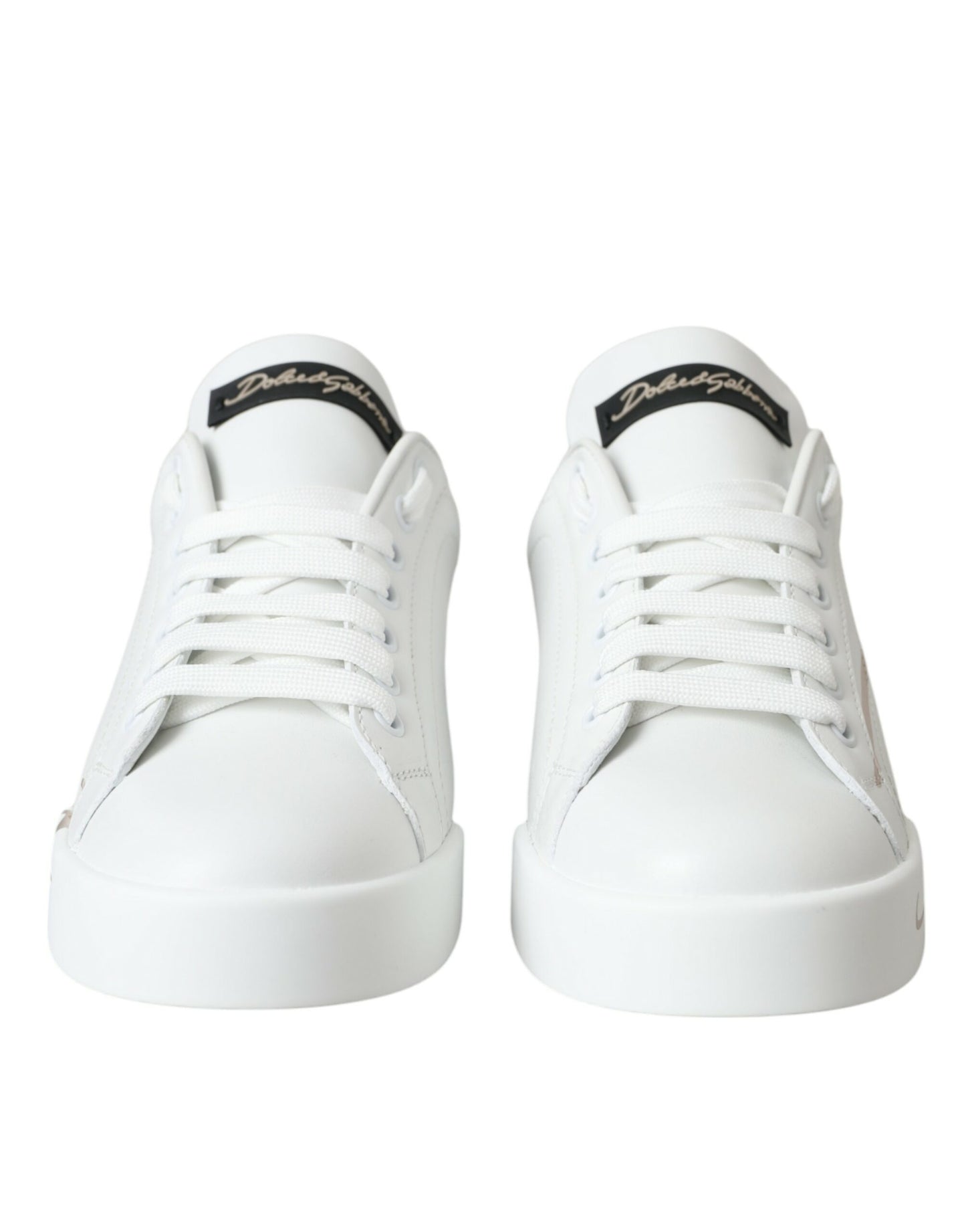 White Black Portofino Low Top Leather Sneakers Shoes