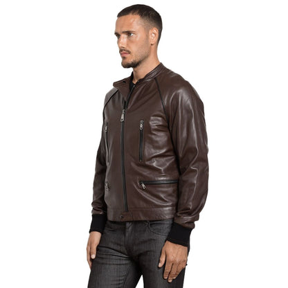 Brown Leather Di Lambskin Jacket