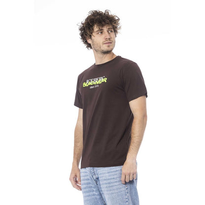 Brown Cotton Men T-Shirt