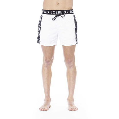 White Polyester Men Swim Trunk