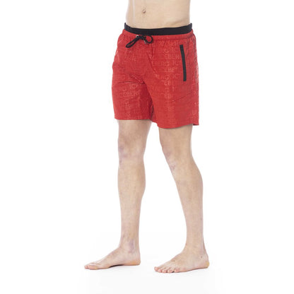 Red Polyester Men Swim Trunk