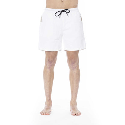 White Polyester Men Swim Trunk