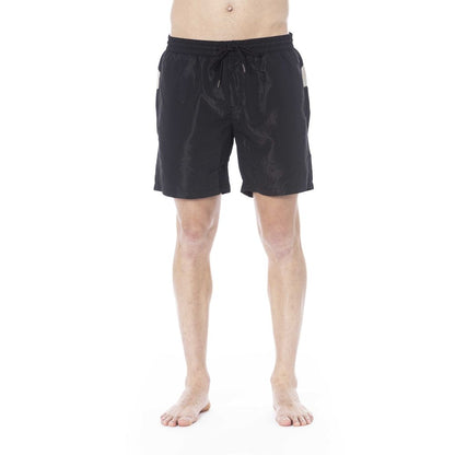 Black Polyester Men Swim Trunk